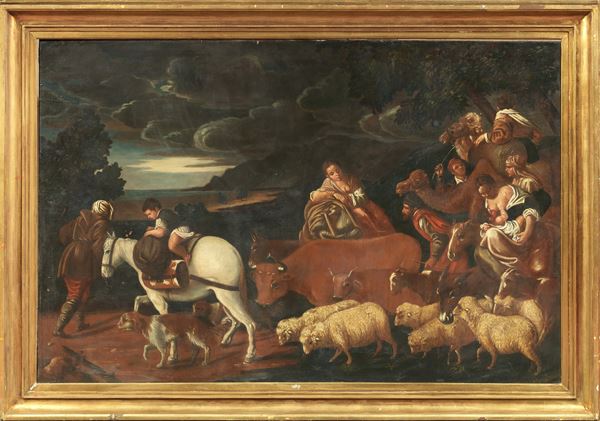 Scuola dei Bassano del XVII secolo - Scena biblica