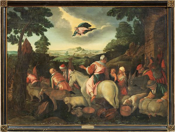 Jacopo da Ponte detto Bassano (studio di) : Scena biblica  - Olio su tela - Asta Importanti Arredi, Sculture e Dipinti Antichi - Casa d'aste Farsettiarte