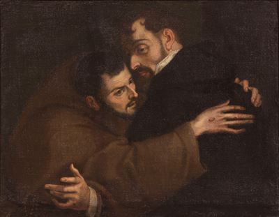 Abbraccio tra San Domenico e San Francesco (agape Fraterna)