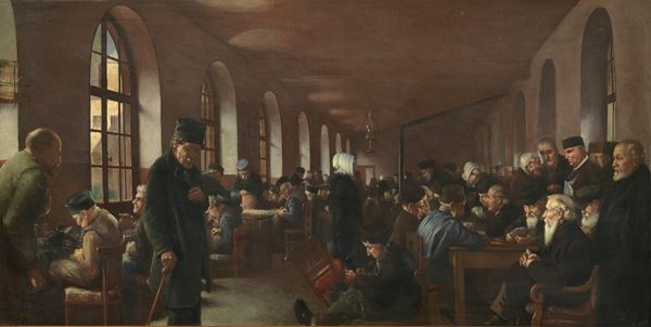 Jean A. Langrand : Interno di ricovero  (1883)  - Olio su tela - Auction XIX and XX Century Paintings and Sculptures - Casa d'aste Farsettiarte