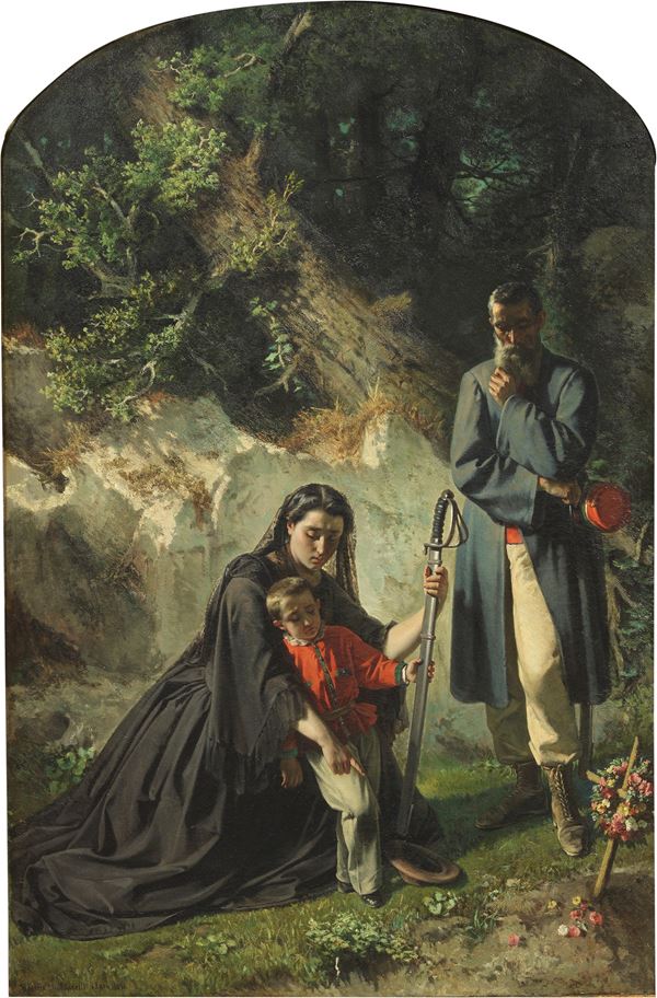 Federico Maldarelli : La vedova del legionario  (1861)  - Olio su tela - Auction XIX and XX Century Paintings and Sculptures - Casa d'aste Farsettiarte
