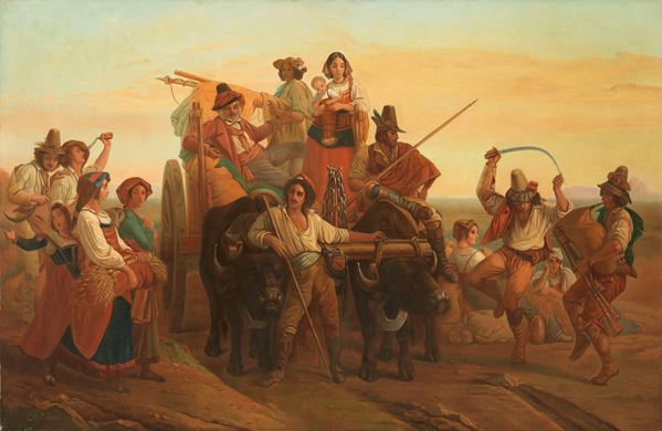 Ignoto del XIX secolo - L'arrivo dei mietitori nelle Paludi Pontine (da Louis Léopold Robert)