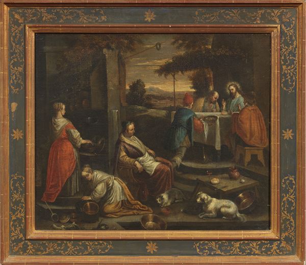Scuola dei Bassano del XVII secolo - Cena di Emmaus