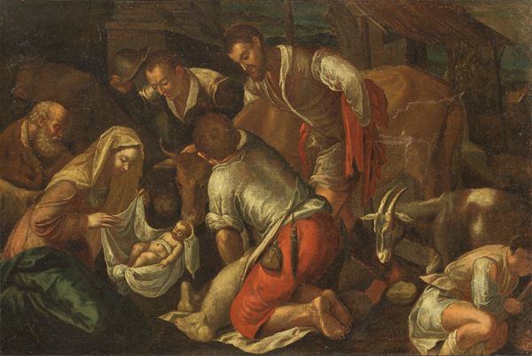 Scuola dei Bassano del XVII secolo - Adorazione dei pastori