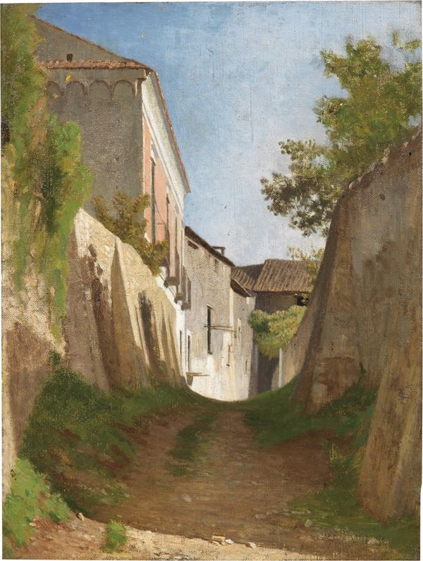 Filippo Palizzi - Effetto di luce in una strada di paese in salita