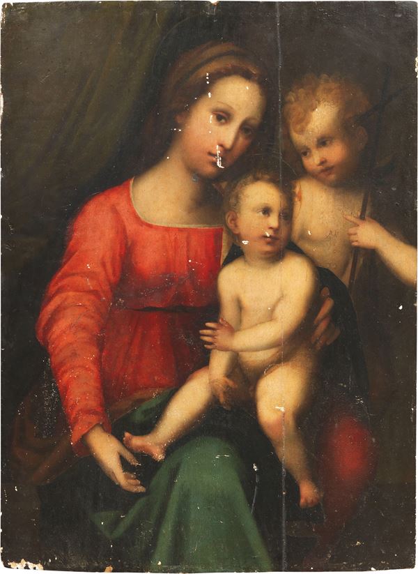 Scuola toscana del XVI secolo - Madonna col Bambino e San Giovannino