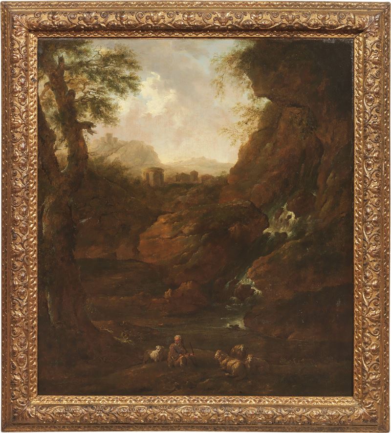 Scuola Italiana del XVII Secolo - Paesaggio Campestre con Pastore e Armenti