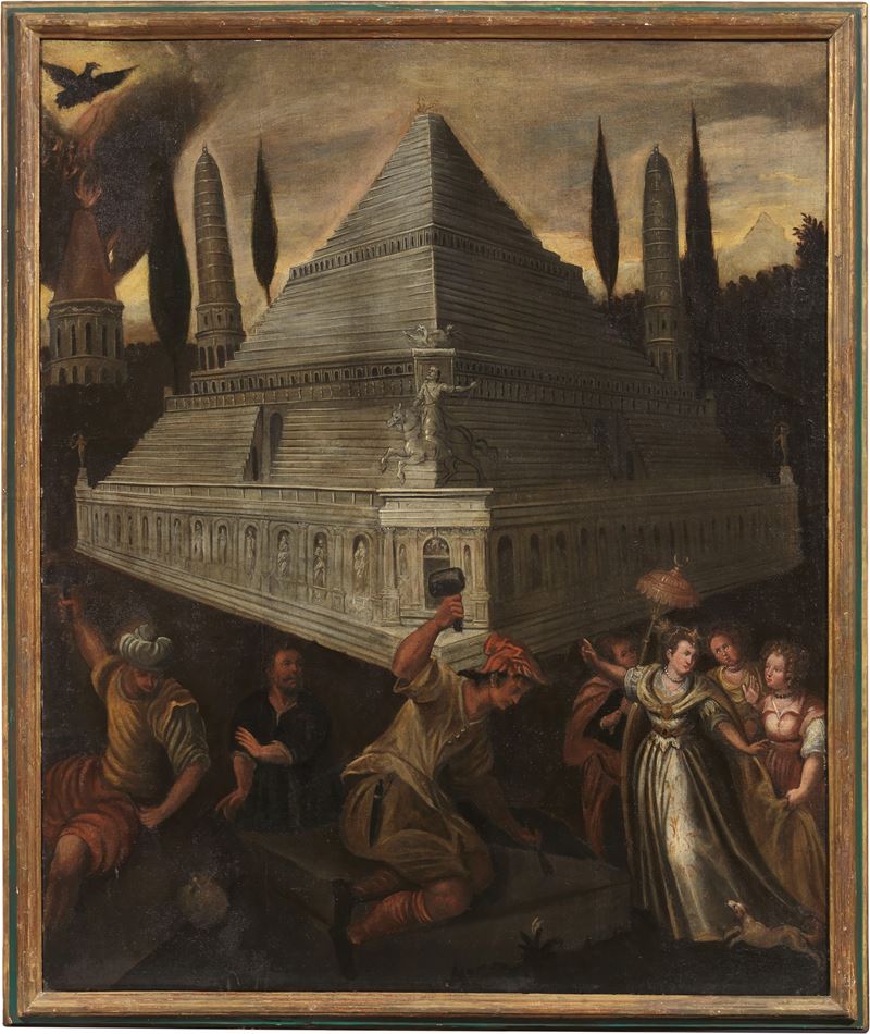 Pittore Veneto-fiammingo del XVII Secolo - Il Mausoleo di Alicarnasso