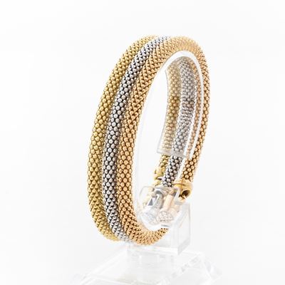 Tre Bracciali in Oro Giallo, Bianco e Rosa
