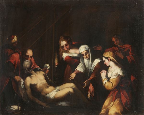 Scuola veneta del XVII secolo - Cristo deposto: scena notturna
