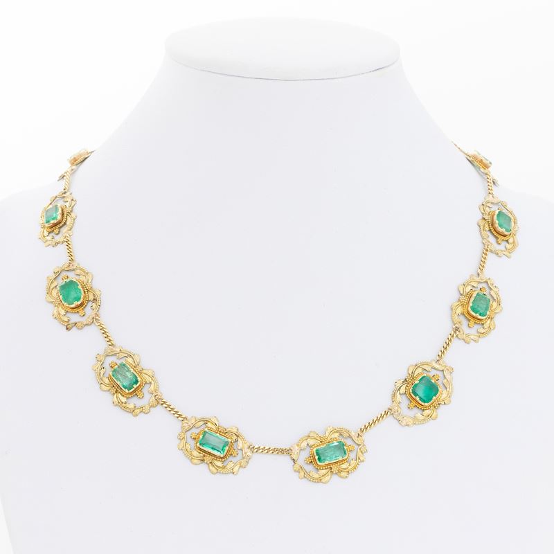 Demi Parure in Oro Giallo e Smeraldi