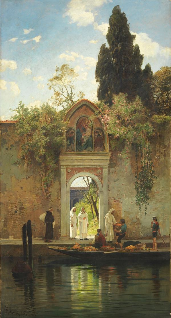 Herman David Salomon Corrodi - L'arrivo del fruttivendolo in convento a Venezia
