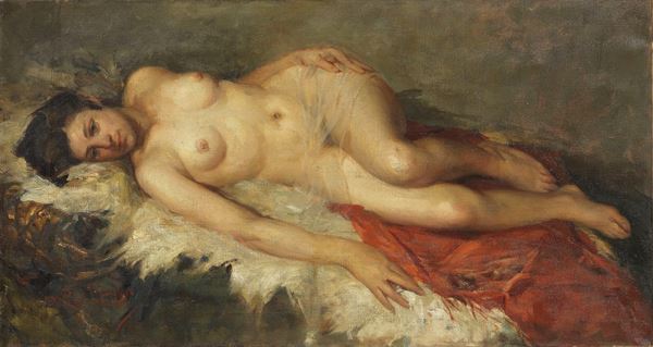 Ignoto inizio XX secolo : Nudo sdraiato  - Olio su tela - Auction XIX and XX Century Paintings and Sculptures - Casa d'aste Farsettiarte