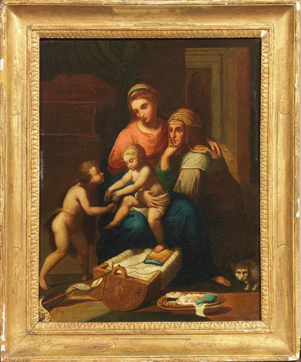 Ignoto fine del XVIII secolo - Madonna col Bambino, San Giovanni e Sant'Anna (copia da Raffaello)