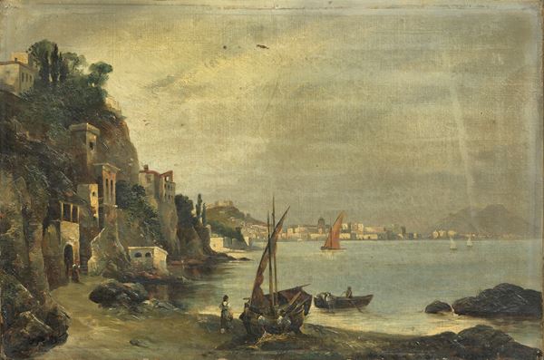 Ignoto fine XIX secolo - Due opere a soggetto «Veduta partenopea»