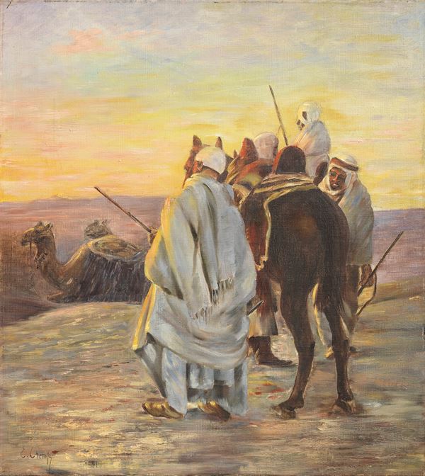Ignoto del XIX secolo : Beduini  - Olio su tela - Asta Dipinti e Sculture del XIX e XX secolo - Casa d'aste Farsettiarte