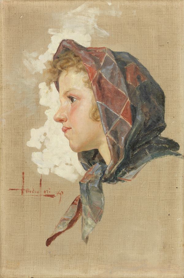 Guglielmo Amedeo Lori : Contadinella  (1893)  - Olio su tela - Auction XIX and XX Century Paintings and Sculptures - Casa d'aste Farsettiarte