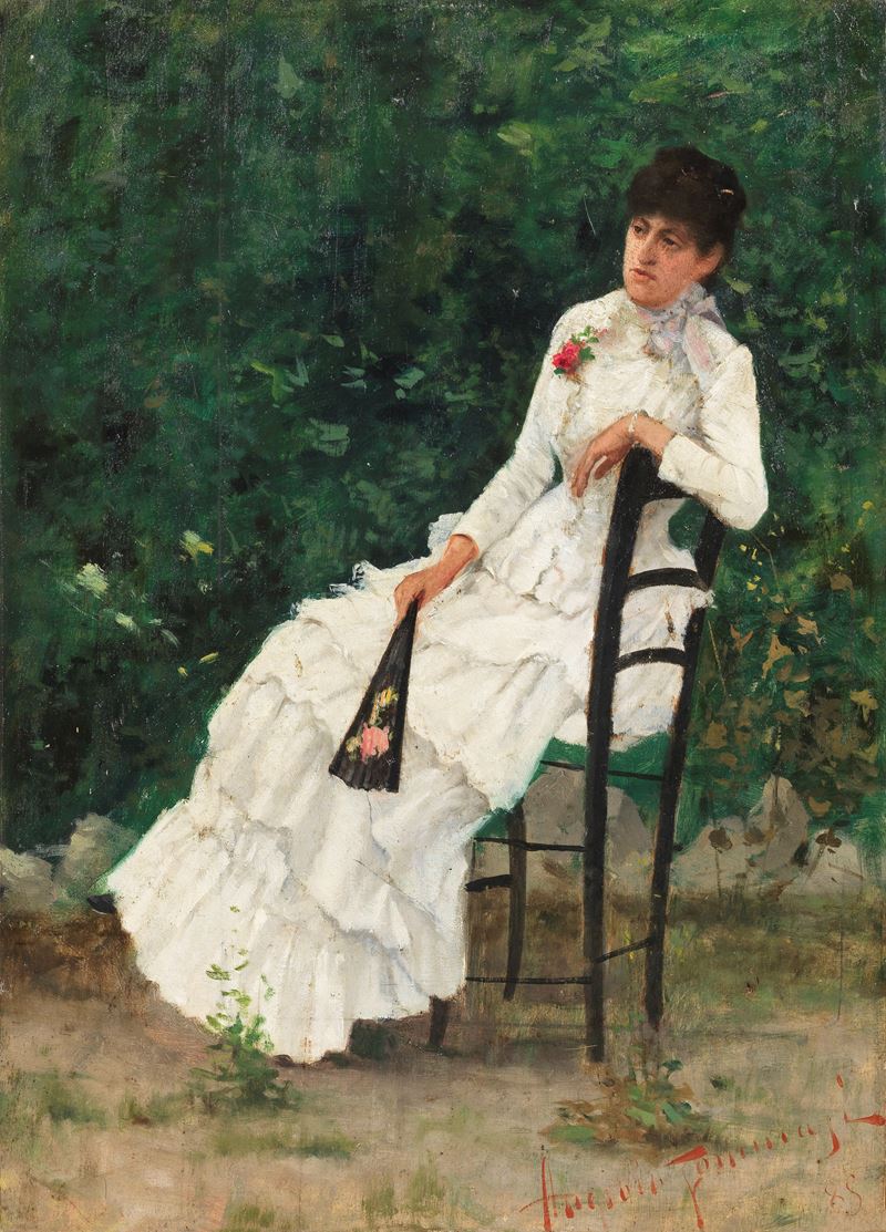 Angiolo Tommasi - La Signora Iginia Frediani in Giardino