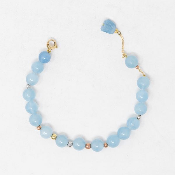 Braccialetto in oro e acquamarina  - Auction Jewels and Watches - Casa d'aste Farsettiarte