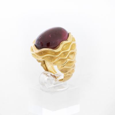Anello a Fascia in Oro Giallo e Tormalina