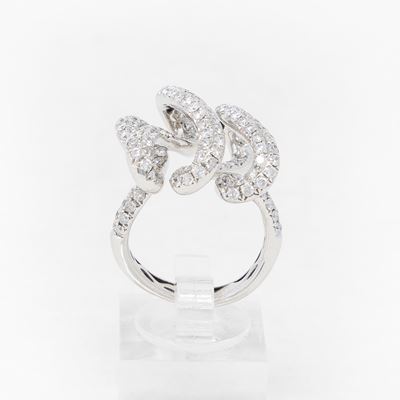 Anello a Fasce Intrecciate in Oro Bianco e Diamanti
