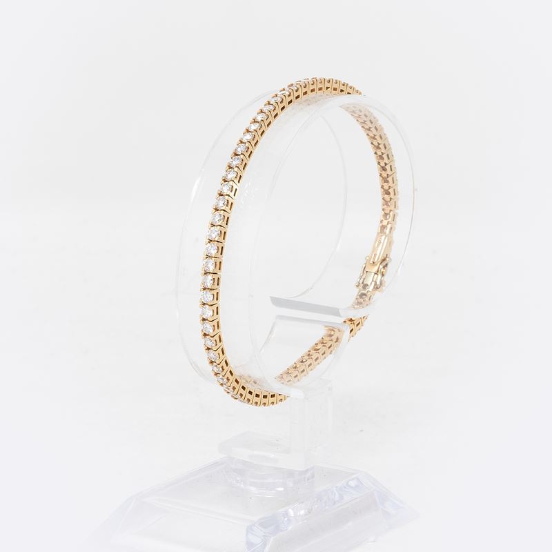 Nite-valenza, Bracciale Tennis in Oro Rosa con Diamanti