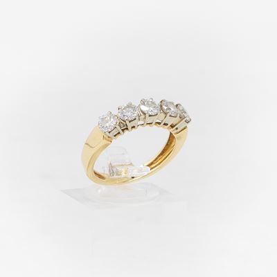 Anello a Riviere in Oro Bicolore con Diamanti