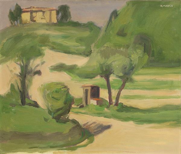 Giovanni March : Casolare in collina  (1970)  - Olio su tela - Auction XIX and XX Century Paintings and Sculptures - Casa d'aste Farsettiarte
