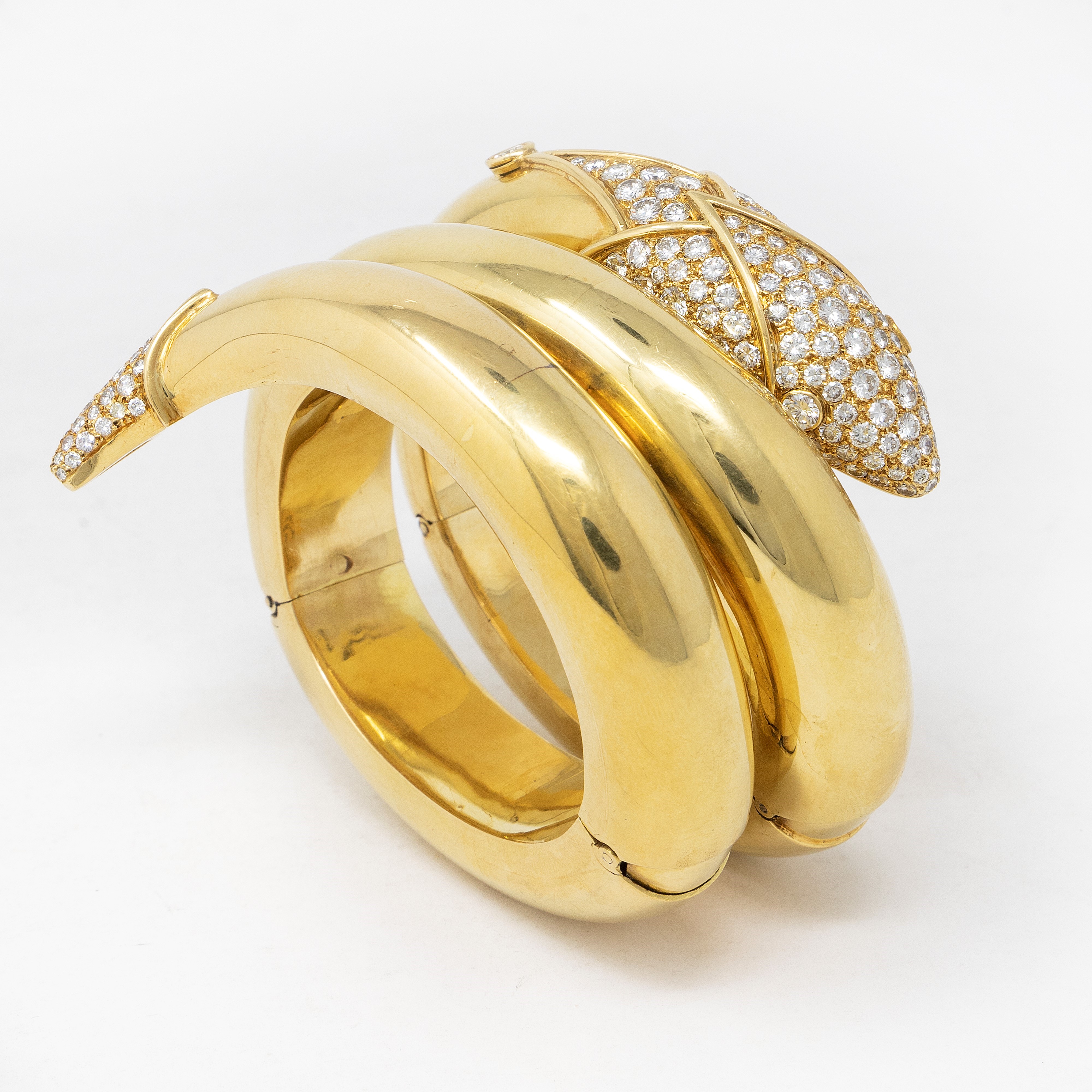 Christian Dior, Importante Bracciale a Serpente in Oro Giallo e Diamanti