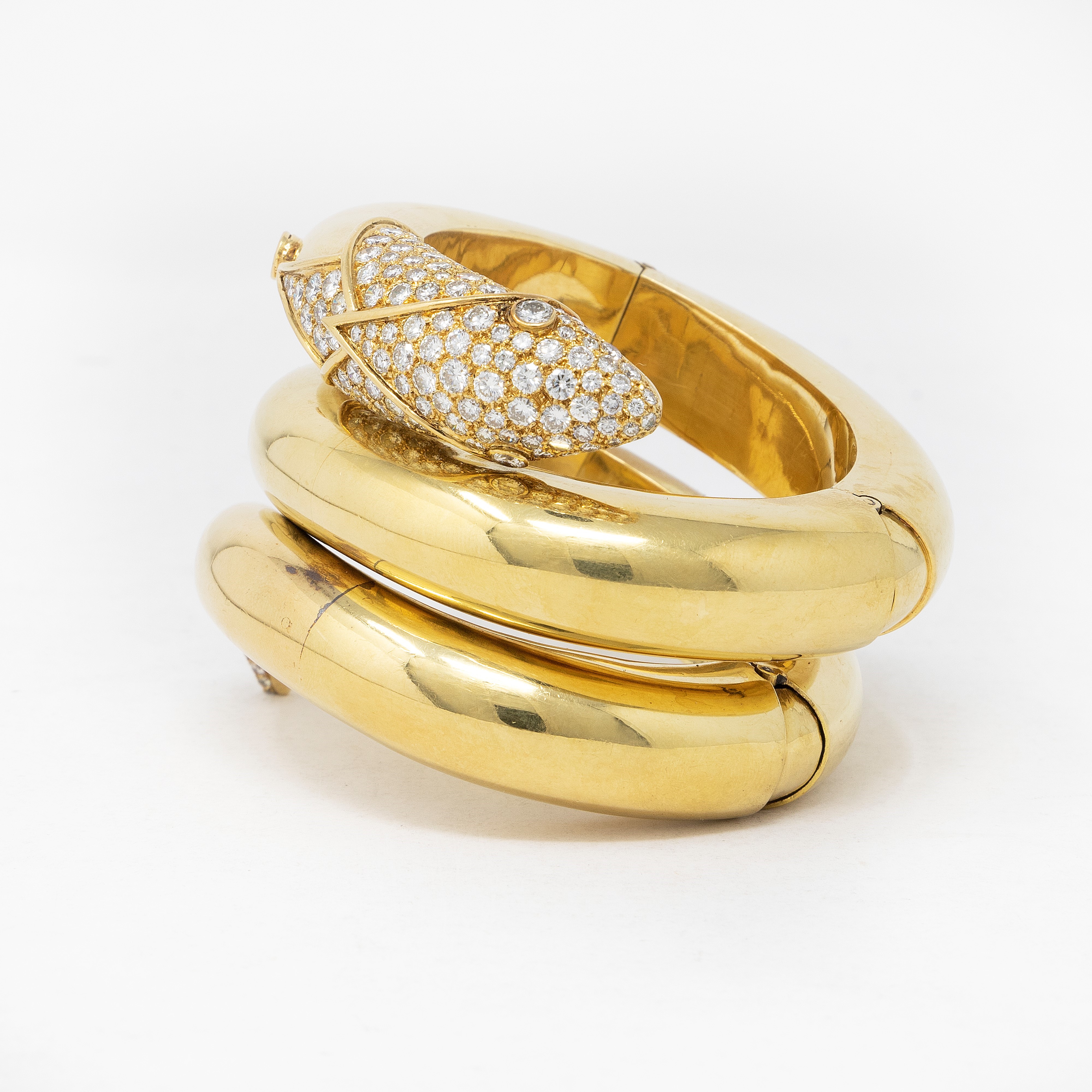 Christian Dior, Importante Bracciale a Serpente in Oro Giallo e Diamanti