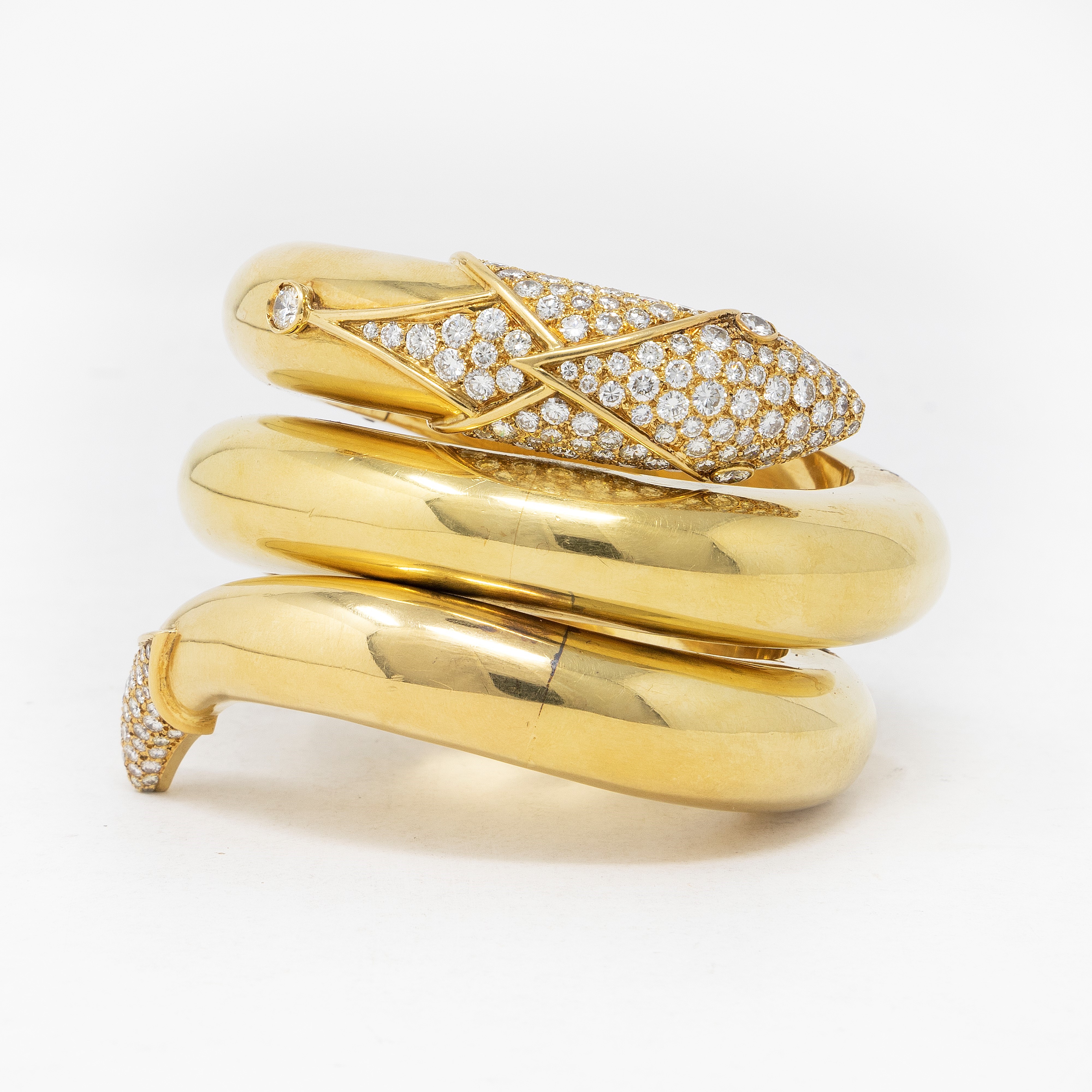 Christian Dior, Importante Bracciale a Serpente in Oro Giallo e Diamanti