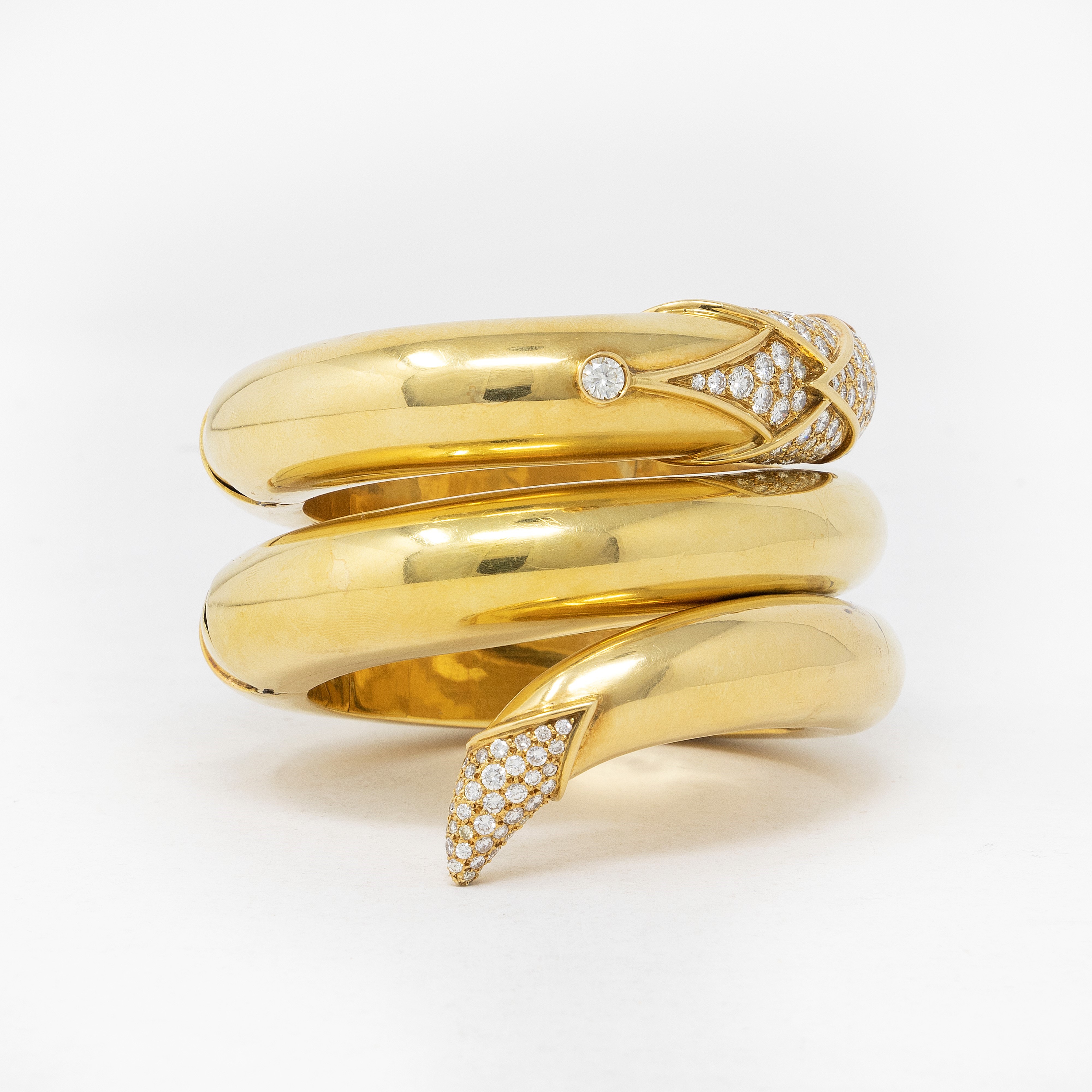 Christian Dior, Importante Bracciale a Serpente in Oro Giallo e Diamanti