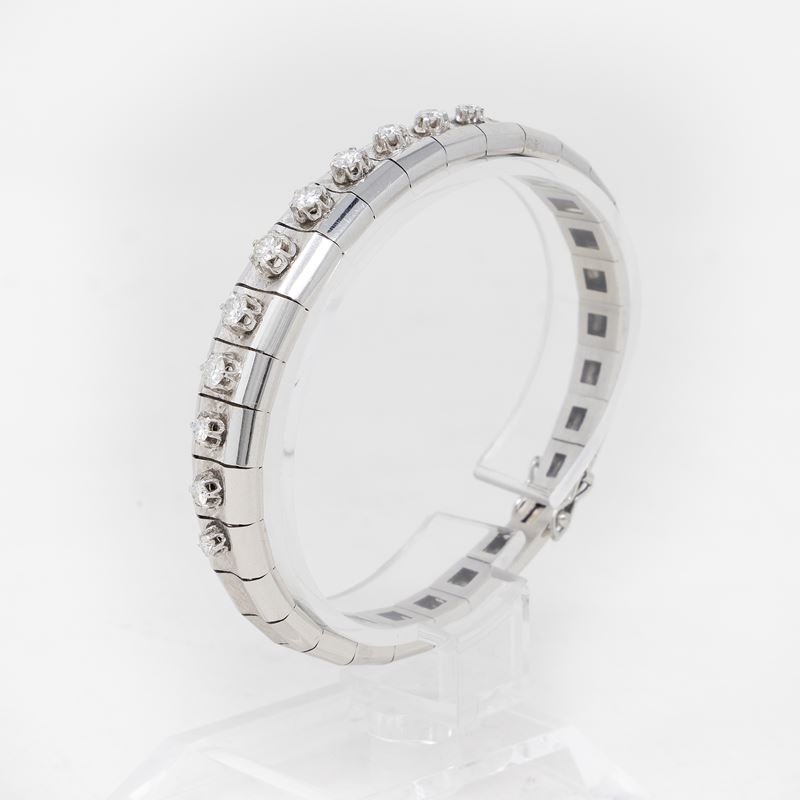 Bracciale a Fascia in Oro Bianco e Diamanti