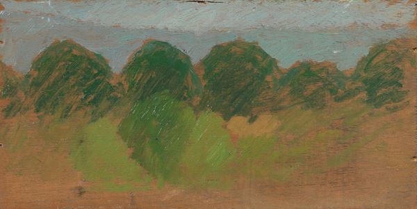 Oscar Ghiglia : Paesaggio  (1918)  - Olio su tavoletta - Asta Dipinti e Sculture del XIX e XX secolo - Casa d'aste Farsettiarte