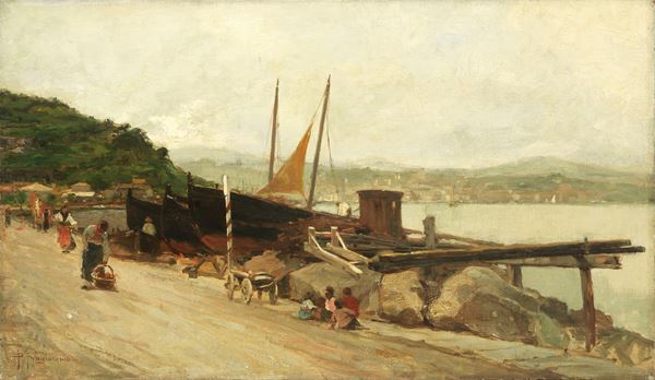 Pietro Fragiacomo : Le barche da pesca  (1890 ca.)  - Olio su tela - Auction XIX and XX Century Paintings and Sculptures - Casa d'aste Farsettiarte