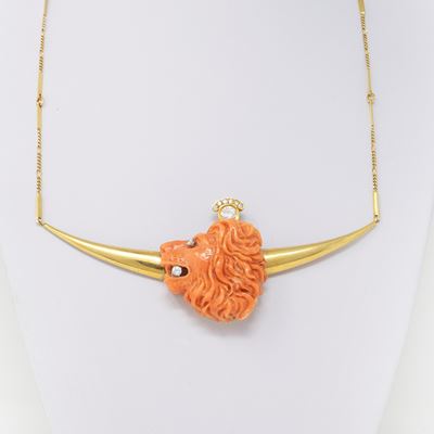 Collana Girocollo in Oro Giallo e Corallo