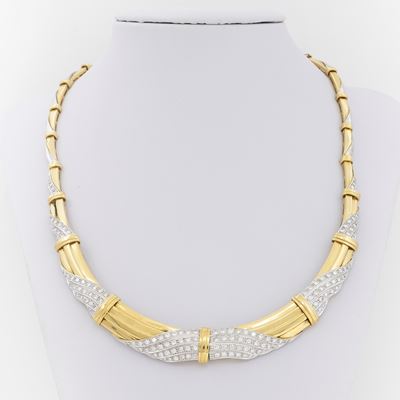 Collana Girocollo in Oro Giallo e Bianco e Brillanti