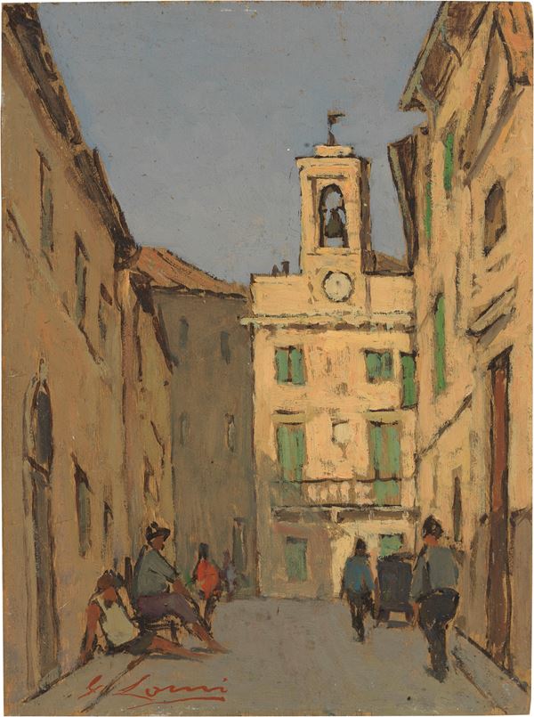 Giovanni Lomi : Falconara Alta  (1937)  - Olio su compensato - Asta Dipinti e Sculture del XIX e XX secolo - Casa d'aste Farsettiarte