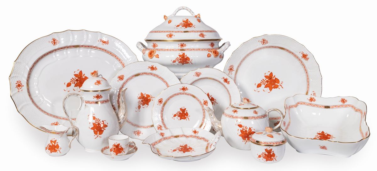 Servizio da Tavola e Caffè in Porcellana Herend "apponyi Orange"