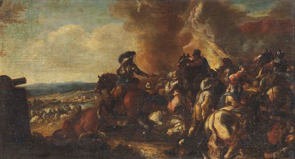 Scuola emiliana del XVII secolo - Battaglia di cavalleria