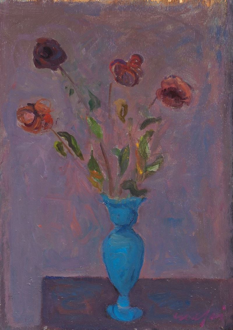 Mario Mafai - Natura Morta (vasetto Blu con Fiori)