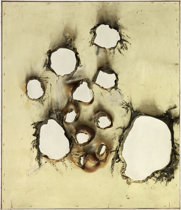 Alberto Burri : Combustione Plastica  (1957)  - Plastica, combustione su tela - Auction MODERN ART - II - Casa d'aste Farsettiarte