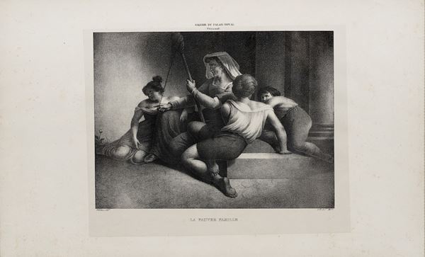 Antoine Jean Weber : La pauvre famille (da Théodore Géricault)  ((1825-29 ca.))  - Litografia su carta - Auction Parade III - XIX and XX Century Paintings and Sculptures - Casa d'aste Farsettiarte