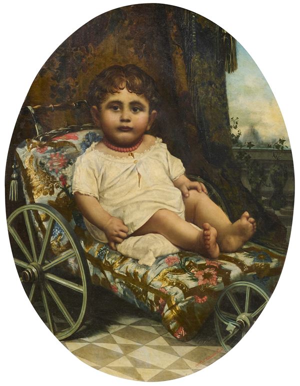 Federico Maldarelli : Ritratto di infante  (1887)  - Olio su tela - Auction Parade III - XIX and XX Century Paintings and Sculptures - Casa d'aste Farsettiarte