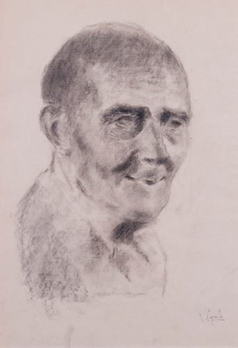 Vincenzo Caprile : Studio di anziano  - Carboncino su carta - Asta PARADE II - DIPINTI E SCULTURE DEL XIX E XX SECOLO - Casa d'aste Farsettiarte