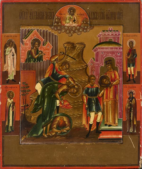 Icona russa del XIX secolo - Decapitazione di San Giovanni Battista