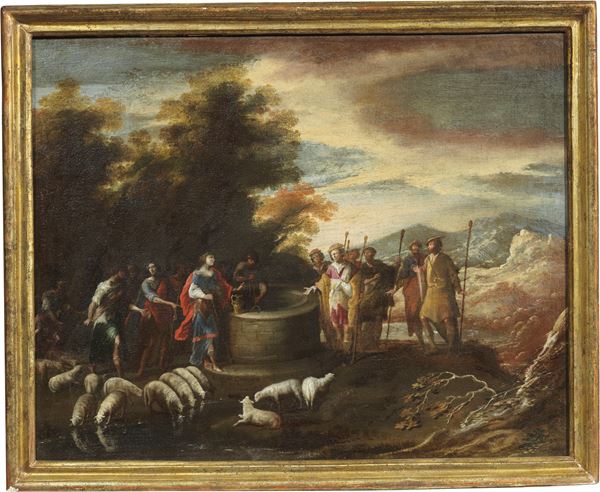 Scipione Compagno : Scena pastorale  (1654)  - Olio su tela - Asta Importanti Arredi, Sculture e Dipinti Antichi - Casa d'aste Farsettiarte