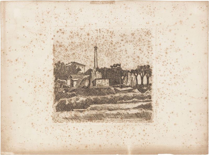 Giorgio Morandi - Paesaggio con la Ciminiera (sobborghi di Bologna)