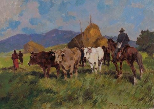 Carlo Domenici - Buoi al Pascolo
