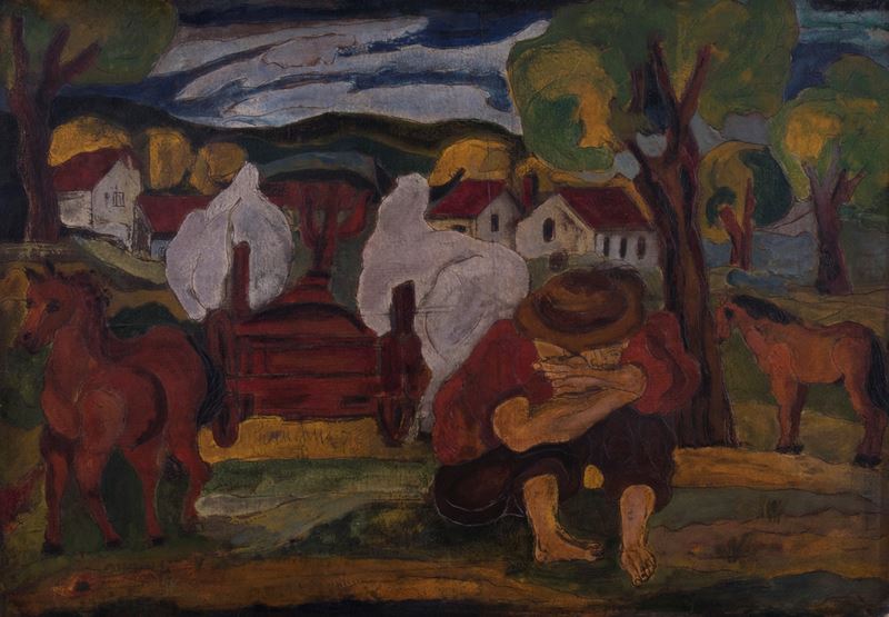 Paesaggio con contadino